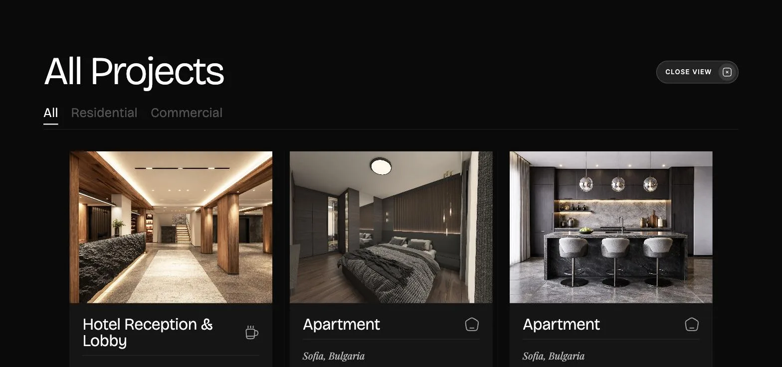Gosis Design project index with hotel and apartment projects